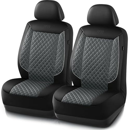 Skechers Car Seat Covers,Piping Luxury Faux Seat Covers,Waterproof Anti Slip Car Seat Protector Front Seats,Car Accessories Airbag Universal Fit for Most Cars,Vans,Trucks,SUV,Gray