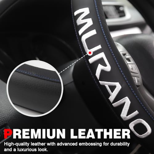XITER Leather Steering Wheel Cover for Murano 2009-2024,with Murano Logo - color: Murano 2009-2024,With "Murano" LOGO