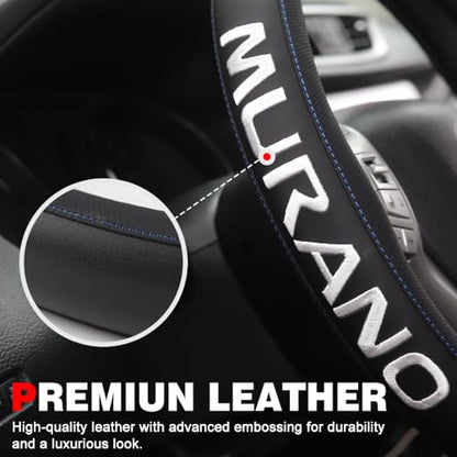 XITER Leather Steering Wheel Cover for Murano 2009-2024,with Murano Logo - color: Murano 2009-2024,With "Murano" LOGO