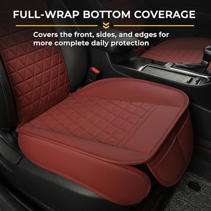 Black Seal 2-Pack Front Car Seat Covers, Faux Leather Seat Bottom Covers with Partial Backrest Protection, Side Wrap Design, Universal Fit for Most Cars, SUVs, Trucks, Vans (Burgundy) - color: 2-Pack-Burgundy