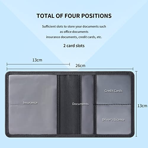 Car Registration & Insurance Card Holder Leather Auto Glove Box Organizer Document Wallet with Magnetic Shut (Black, Small) - color: Small Black
