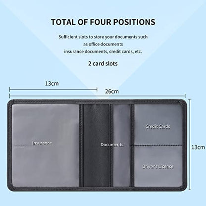 Car Registration & Insurance Card Holder Leather Auto Glove Box Organizer Document Wallet with Magnetic Shut (Black, Small) - color: Small Black