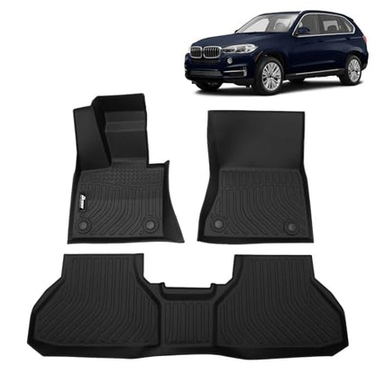 FREEMOTOR802 Compatible with 2014-2016 BMW X5 F15 & 2015-2016 BMW X6 F16 Floor Mats, Black 3D Molded Carpets Liner 1st 2nd Row Protection Pad 3PC TPE Thermo Plastic Elastomer All Weather Protector - size: For BMW X5 F15 2014-2016 & BMW X6 F16 2015-2016