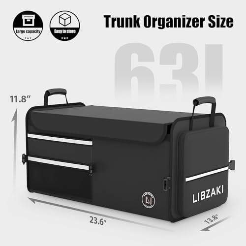 LIBZAKI Car Trunk Storage Organizer, Multi Compartment Collapsible Trunk Storage Box for Car Truck SUV-Black - color: Black, size: Standard
