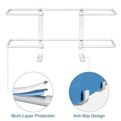 Glove Box Dispenser Wall Mount: White Holder Organizer for Disposable Glove & Tissue Box - Organizer on Wall in Lab, Kitchen, Bathroom, Garage