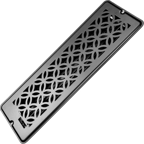 4x14 Floor Register, AC Vent Cover, Floor Vent Cover, Air Vents, All Steel Heavy Duty Floor Register, Easy Adjustable Air Supply Lever, or Wall Vents (4" x14" Black, 1Pack) - color: 4 x14 Black 1Pack
