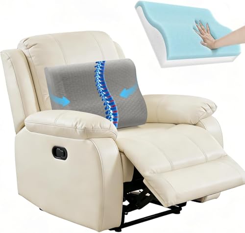 Lumbar Support Pillow for Recliner Chair - 17"x15"x5" Ergonomic Back Cushion with Gel Memory Foam, Adjustable Straps & Washable Cover, Back Pain Relief for Office Car Seat (Light Grey) - color: Light Grey