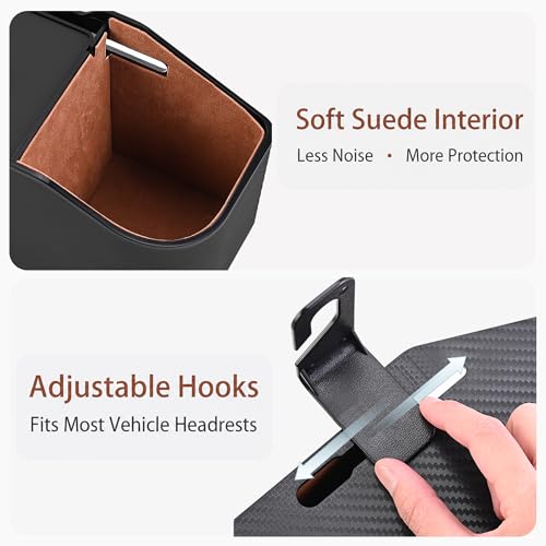 Mu&Ti Back Seat Car Organizer,4+2 in 1 Multifunctional Car Back Seat Storage Box with 2 Cup Holders, Tissue Box and Hook - Ideal for Kids and Travel(Beige) - style: Car Storage Box（beige）