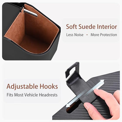 Mu&Ti Back Seat Car Organizer,4+2 in 1 Multifunctional Car Back Seat Storage Box with 2 Cup Holders, Tissue Box and Hook - Ideal for Kids and Travel(Beige) - style: Car Storage Box（beige）