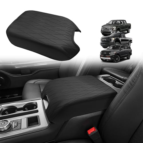 Center Console Armrest Cover Fit for Ford F150 2015-2020&F250 F350 F450 2017-2022&Expedition 2018-2024 Accessories, Armrest Pad Console Lid Cushion Vegan Leather Regular Thick (Bucket Seat,V2) - size: 4) 17-22 |F250/F350/F450| Bucket Seat, V2