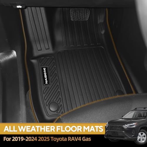 Naibeve Floor Mats for 2019-2024 2025 Toyota RAV4 Gas- All Weather for Toyota RAV4 Floor Mats & Cargo Mat & Backrest Mats Waterproof Interior Accessories - size: 4)RAV4 Gas|2019-2025
