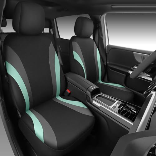 CAR PASS EVA Waterproof Car Seat Covers Full Set, Mint Seat Covers for Cars,Airbag Compatible,Universal Fit Sedans,Vans,SUVs,Trucks (Black and Mint) - color: Black Mint, size: full set