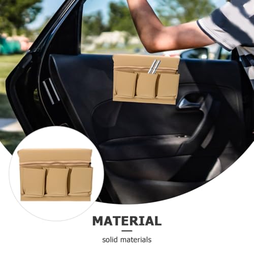 Healifty Car Window Armrest Storage Box, Leather Door Side Arm Rest Organizer Pad with Storage Pockets for Truck Vehicle Automotive Elbow Support, Universal Fit Interior Accessories, Beige