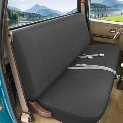 Front Seat Cover Compatible with 1973-1999 Chevy Full Size Trucks Solid Bench Seats, Neoprene Seat Cover, Durable Seat Protection with Rain Defender, Charcoal