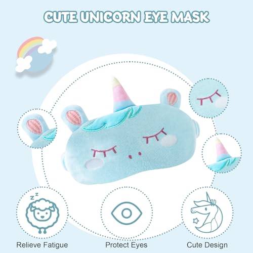 Cirorld Travel Pillow for Kids Adult Cute Neck Pillow for Traveling Memory Foam Airplane Pillow Sleep Mask Animal Flight Pillow Head Rest Neck Support for Cars Long Flights (Blue, 3-8 Y/O)