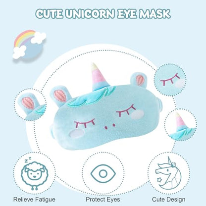 Cirorld Travel Pillow for Kids Adult Cute Neck Pillow for Traveling Memory Foam Airplane Pillow Sleep Mask Animal Flight Pillow Head Rest Neck Support for Cars Long Flights (Blue, 3-8 Y/O)