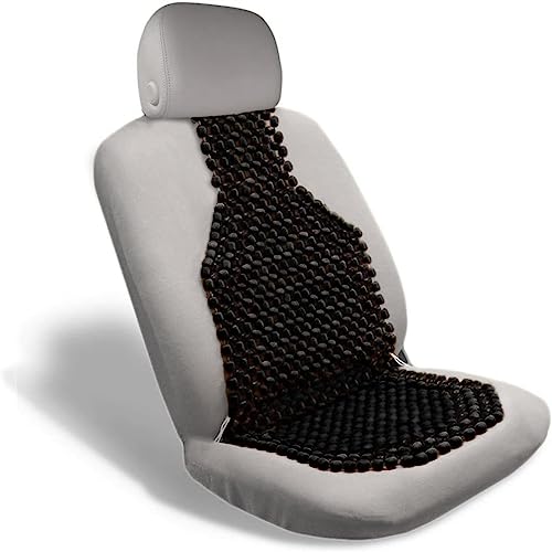 Beaded Seat Cushion Car Driver Seat Cover with Durable & Double Strung Natural Wood Beads- Cooling Comfort Ventilated Massaging Support Cushion for Auto Cars -1 Pack Black - color: 1 Pack Black
