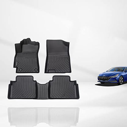 KELCSEECS® Floor Mats Custom Fit for Hyundai Elantra 2026 2025 2024 2023 2022 2021& Elantra N All Weather Protection TPE Heavy Automotive Floor Liners 1st & 2nd Row Full Set Accessories, Black - style: 1) For 2021-2026 Elantra Floor Mats