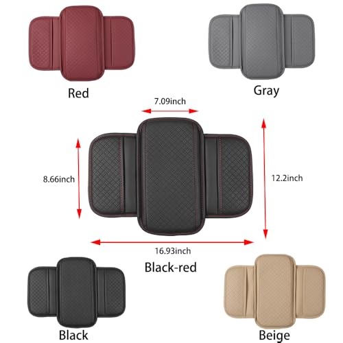 Cxtiy Upgraded Car Center Console Cover,Microfiber Leather Car Armrest Cover Cushion with 2 Storage Bags,Universal Car Armrest Storage Box Car Interior Accessories for Most Vehicles (Beige)