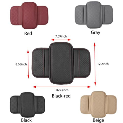 Cxtiy Upgraded Car Center Console Cover,Microfiber Leather Car Armrest Cover Cushion with 2 Storage Bags,Universal Car Armrest Storage Box Car Interior Accessories for Most Vehicles (Beige)