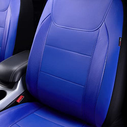 Flying Banner car seat Covers Protects Water Proof Faux Leather Carbon Fiber Fronts Rear Bench Covers (Blue Blue, Full Set - 8PCS) - color: Blue Blue, size: Full Set -- 8PCS