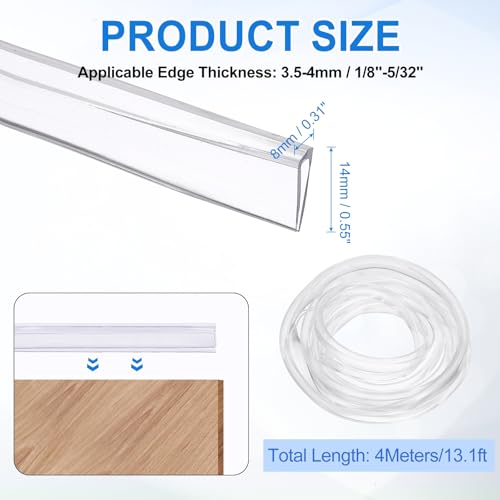 uxcell Clear Edge Trim, 13.1Ft Silicone U Channel Edge Protector, Edges Guards Fits 1/8"-5/32" for Car Doors Sheet Metal Parts (5/16" W x 9/16" H) - size: 13.1Ft x 5/16" x 9/16", Fits 1/8"-5/32"