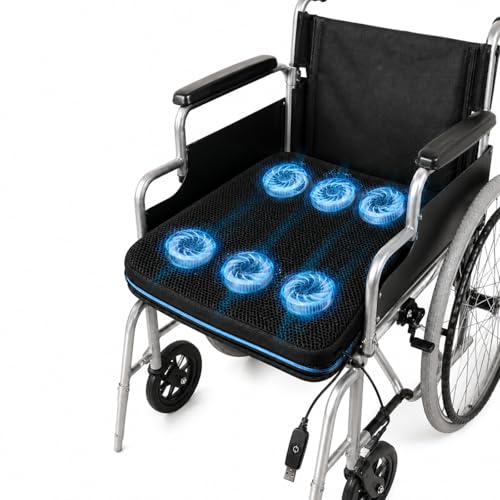 Novabright Cooling Seat Cushion with Fan for Wheelchairs, USB-Powered Fan Cushion, 17"x17", Adjustable Airflow for Long Sitting, Breathable & Comfortable, for Office Chair, Car Seat & Gaming Chair