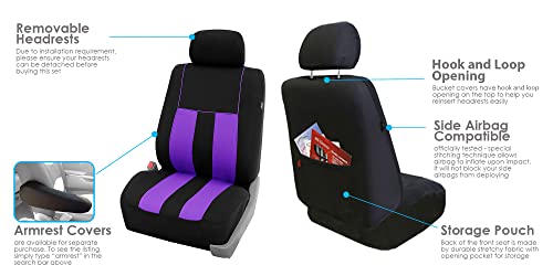 FH Group Three Row 7 Seater Striking Striped Full Set Car Seat Covers, Airbag Compatible & Split Ready – Universal Fit for Cars Trucks & SUVs Purple