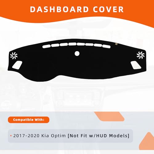 Dashboard Cover Dash Mat Fit for K-ia Optima / K5 2020-2017 (Without HUD Models),Car Dash Board Mat Anti-Glare Carpet,Non-Slip Pad Sunshield Protector (Black)