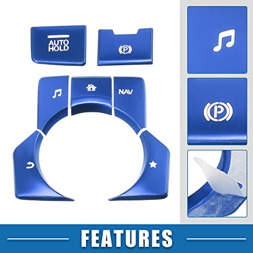 Car Center Console Gear Panel Multi-Media Handbrake Switch Cover Trim for Mazda CX-5 2017-2020 Blue (Set of 7) - color: Blue