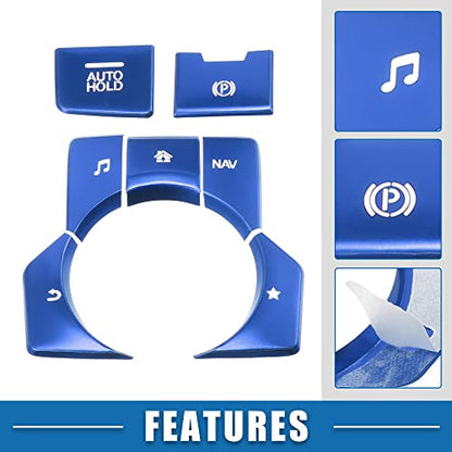 Car Center Console Gear Panel Multi-Media Handbrake Switch Cover Trim for Mazda CX-5 2017-2020 Blue (Set of 7) - color: Blue