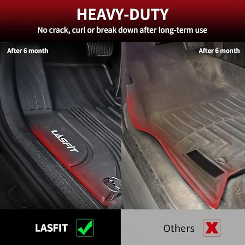 LASFIT Floor Mats for Hyundai Santa Fe 2021 2022 2023 (Only Fit Gas, Not Fit Hybrid or PHEV), All Weather TPE Custom Fit Car Floor Liners 1st & 2nd Row Mats Accessories, Black - size: 2)For Hyundai Santa Fe | 2021-2023 | Gas