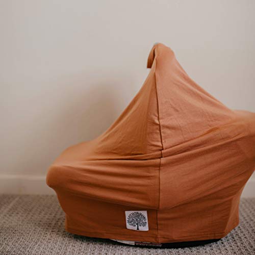 Parker Baby 4 in 1 Car Seat Cover for Girls and Boys - Stretchy Carseat Canopy, Nursing Cover, Grocery Cart Cover, High Chair Cover - “Copper” - color: Copper