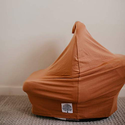 Parker Baby 4 in 1 Car Seat Cover for Girls and Boys - Stretchy Carseat Canopy, Nursing Cover, Grocery Cart Cover, High Chair Cover - “Copper” - color: Copper