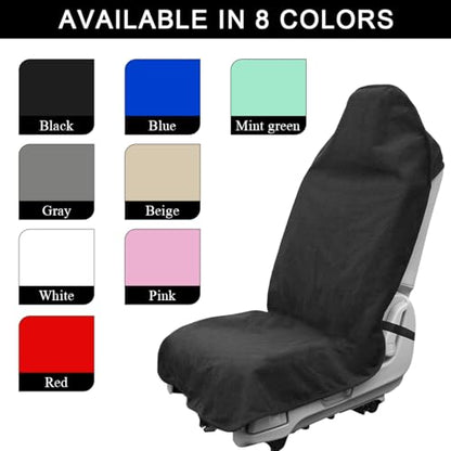 2PCS Car Towel Seat Cover, Waterproof Sweating Non-Slip Premium Soft Towel Carseat Protector, Universal Machine Washable Car Truck SUV Front Seat Cover for Gym Workout Beach Hiking (Black) - color: Black, 2pcs, Front