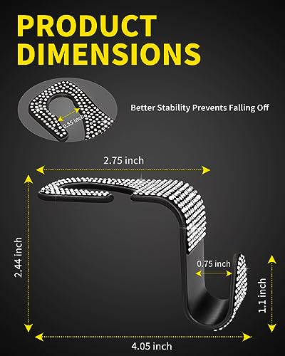 4 Pack Blink Diamond Car Seat Headrest Hooks Crystal Rhinestone Car Purse Holder Universal Interior Accessories for Handbags, Water Bottles, Coats, Umbrellas, White - color: White