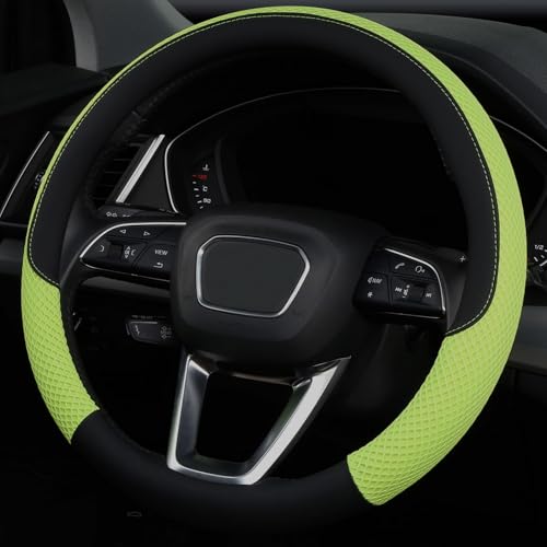 Cxtiy Premium Ice Silk Steering Wheel Cover - Soft, Breathable, and Anti-Slip for Ultimate Comfort and Style Universal Fit Most of Cars SUV Auto Vehicle (C-Green) - color: C-green