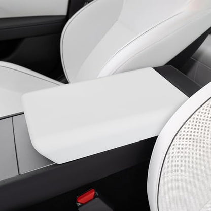 Center Console Armrest Cover Designed for Tesla Model 3 Highland 2024-2026 and Model Y Juniper 2026 Refresh,Non-Slip Designed with EZ Snap On Install-White