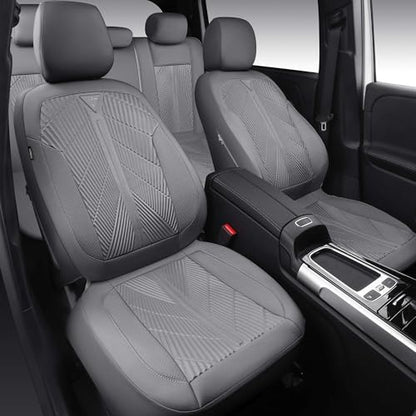 CAR PASS Waterproof Car seat Covers Full Sets Neoprene Wetsuit, All-Weather Non-Slip Durable, Universal Fit for SUV Sedans Trucks Vans Automotive, Armrest Airbag Compatible, 3D Emboss All Gray - color: ALL Gray, size: Full Set