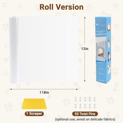 Anti Cat Scratch Furniture Protector - 118in*12in, Clear Couch Guards from Cats Scratch, Sofa Protectors from Pets Scratching, Door Protector from Dog Scratching, Self-Adhesive - 50 Pins - size: 118in*12in