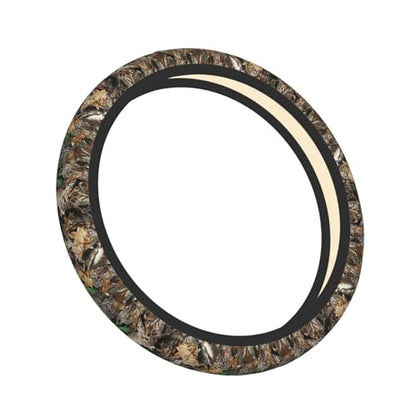 Camo Camouflage Hunting Deer Real Tree Deer in The Woods Car Steering Wheel Cover,Non-Slip Elastic Neoprene-Sweat Car Accessories,Universal 15 Inch Fit Auto, Vans Trucks,Suvs, Truck - color: Camo Camouflage Hunting Deer