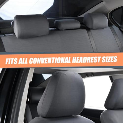 2 PCS Car Seat Headrest Cover, 9" x 10.6" Knitted Stretch Breathable Fully Surrounded Simple Dust Cover, Reusable Flexible Headrest Protector, Universal for Most Cars (Dark Gray) - color: Dark Gray