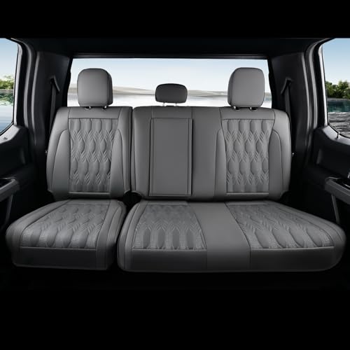 Coverado Rear Leather Seat Covers for Ford F150 2015-2026, F250 F350 F450 2017-2026, Car SUV Pickup Truck Seat Protection, Gray