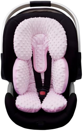 Pro Goleem Infant Car Seat Head Neck Body Support, Ultra-Soft Minky and Microfiber Newborn Car Seat Insert, Perfect for Car Seat, Stroller, 2-in-1 Reversible, Girls, Pink - color: Pink
