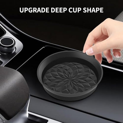 ME.FAN Car Cup Coasters [4 Pack] Silicone Cars Coasters - Universal Non-Slip Recessed Interior Accessories - Cup Holder Inserts Black - color: 4pack-black