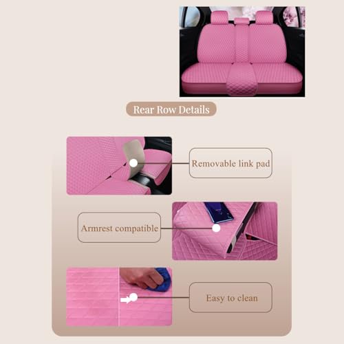 Red Rain Pink Seat Covers Full Set Universal Front and Rear Auto Seat Cover Luxury Leather Seat Cover (AA-Pink) - color: AA-Pink