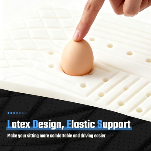 Universal Car Seat Cushion, Nappa Leather Ventilation Hole Breatheable Design for Driver Passenger, All-Season Anti-Slip Bottom Seat Cover,19.49in x 21.26in (1 Piece/White)