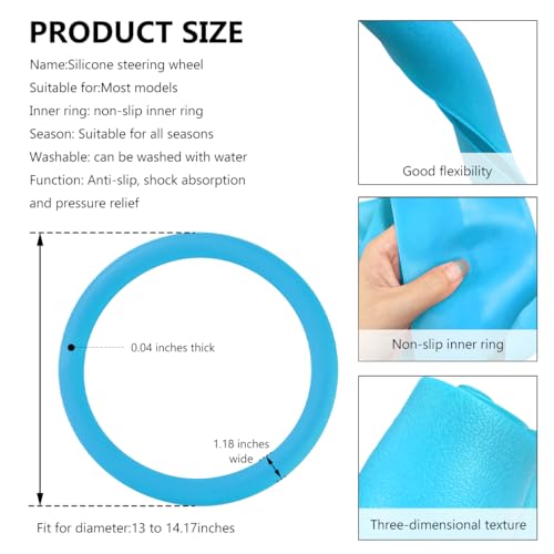 Car Steering Wheel Cover, 13 to 14 Inches Non-Slip Soft Silicone Steering Wheel Protector, Stretchable Elastic Steering Wheel Cover Fits Most Cars for Men and Women (Light Blue) - color: Light Blue