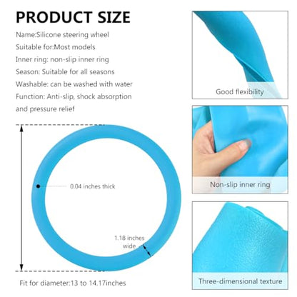 Car Steering Wheel Cover, 13 to 14 Inches Non-Slip Soft Silicone Steering Wheel Protector, Stretchable Elastic Steering Wheel Cover Fits Most Cars for Men and Women (Light Blue) - color: Light Blue