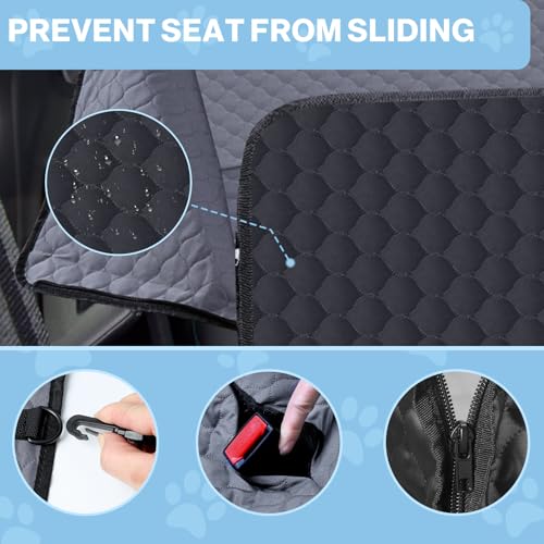 Dog Car Seat Cover for Back Seat, Waterproof Protector with Side Flaps, Scratchproof Hammock, Non-Slip Bottom for Cars/Trucks/SUVs (Grey) - color: Grey